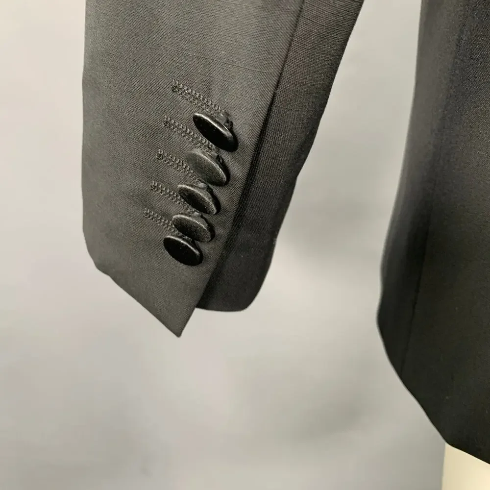 PAUL SMITH Size 38 Black Wool Mohair Tuxedo Sport Coat